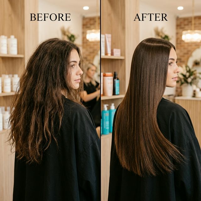 Keratin treatment before and after